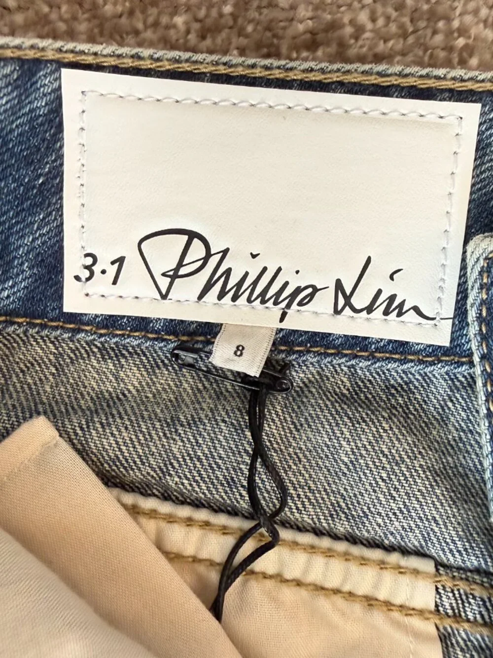 MSRP $550 - Women's 8 - Phillip Lim Blue Belted Wide-Leg Jeans - 100% Cotton